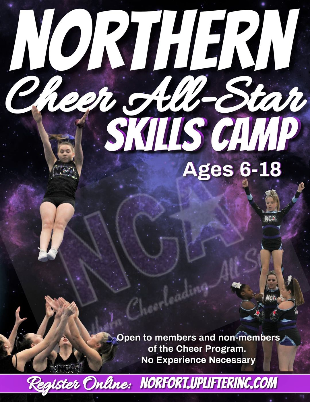 norther cheer all start skills camp poster from fort mcmurray alberta