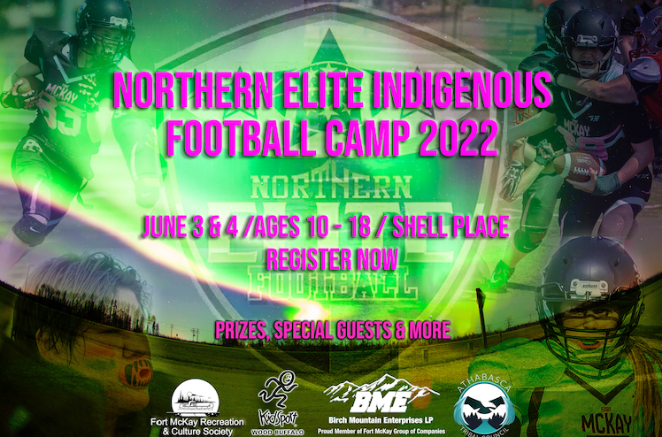 northern elite Indigenous football camp poster 2022 in fort mcmurray